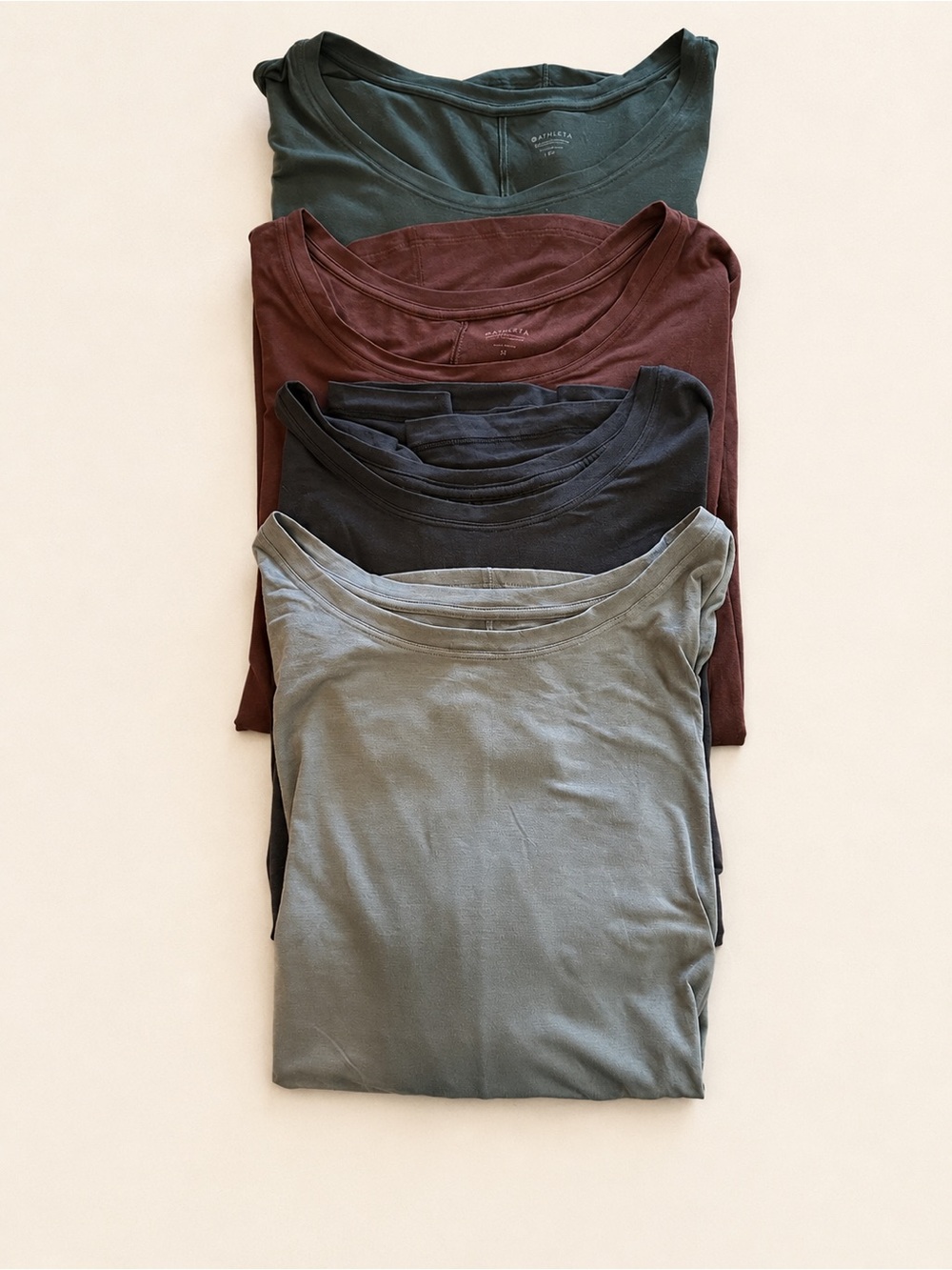 Athleta Women's Scoop Neck Tees — Green, Burgundy, Black, Gray